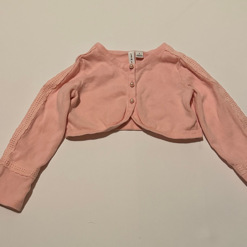 Janie and Jack Pink Button Down Cardigan